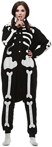 CADong Winter Warm Polar Fleece Onesie Pajamas Adult Unisex 3D Ears All In One Sleepsuit Pajama (S Fits For height 57"-62", Human Skeleton)
