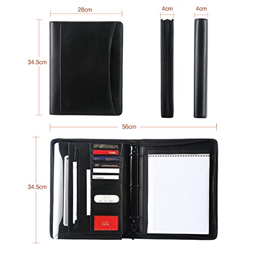 Leathario Marca de Portafolio de Carpeta Plegable de Mano  Dise  ado para Negocio y para Tomar notas  Negro-3 