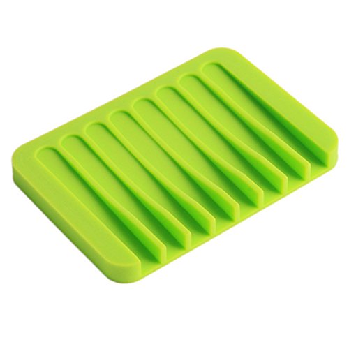 Lalang 1 Stück Silikon Selbstleerend Silikon Dusche Seifenschale , Seifenhalter, Seifenablage (Grün) - 2