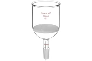 stonyLab Imbuto di Filtrazione Buchner in Vetro Borosilicato con Disco di Filtro Fine (G3) e Giunto Standard Inferiore 24/40, 500 ml