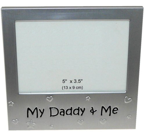 ' My Daddy & Me ' - Photo Picture Frame Gift - 5 x 3.5 " - Brushed Aluminium Satin Silver Colour