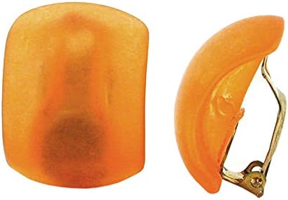 DEcus NObilis 04937 - Clip-On Earring RECTANGLE Plastic Matte Orange 27x20 mm - Fashionable Ear Clips for every Ocassion.