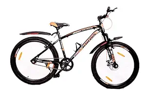 KROSS Maximus Pro Suspension Front Suspension Front Disc 26T, 20 Inches steel Frame Single Speed Mountain Cycle for Unisex (Orange, Black)