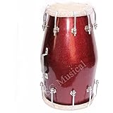 SG Musical Fiber Dholak Nut/Bolt Carry Bag Bolt Tuned Dholki (Red)