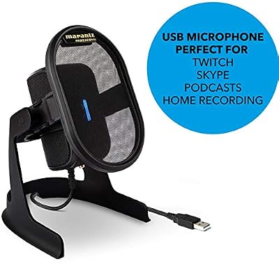 Marantz Professional Umpire - Microphone à condensateur plug-and-play USB 2.0 avec filtre anti-pop et support de suspension pour enregistrements, diffusions, streaming, Twitch, Skype et conférences