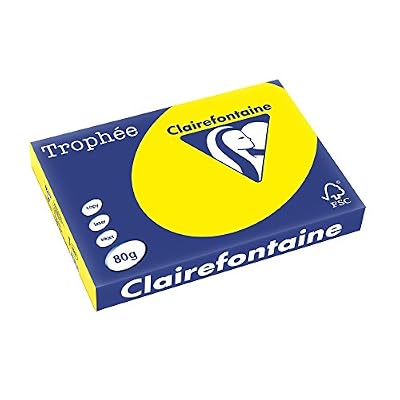 Clairefontaine Trophee Ramette de 500 feuilles papier couleur 80 g A3 Jaune soleil