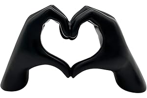 JOAASU Hand Love Gesture Sculpture, 13x7.5cm Hand Love Statue, Heart Gesture Sculpture, Loved Finger Modern Statue for Home Living Room Office Wedding Party Desktop Ornament (Black)