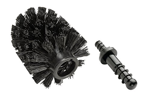 WENKO 15818539 Ersatzbürste WC-Garnitur Schwarz Ø 7,5 cm - WC-Bürstenhalter, mit Adapter, Kunststoff, 7.5 x 9.3 x 7.5 cm, Schwarz