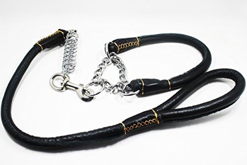 Dog Care Heavy Duty Black Leather Dog Leash and Collar Set for Medium/large Dogs,professional Use, Three Size Options (small )