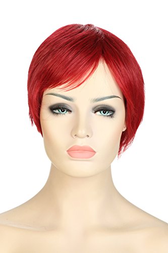 S-noilite® Fashion Short Full Wig Heat Resistant Synthetic Hair Wigs for Women (Croped Style, Dark Red)