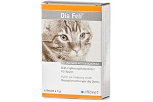 alfavet Dia Feli Unité : 6 x 3 g Complément Alimentaire Alimentaire pour Chat Poudre pour soulager Les Troubles de résorption aiguë de l'intestin