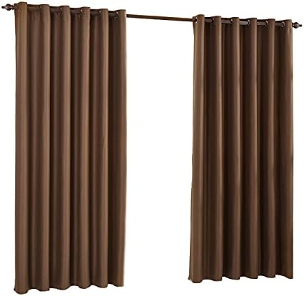 46" x 53" Blackout Curtains Luxury Thermal Supersoft Eyelet Curtains Brown Curtains (One Pair)