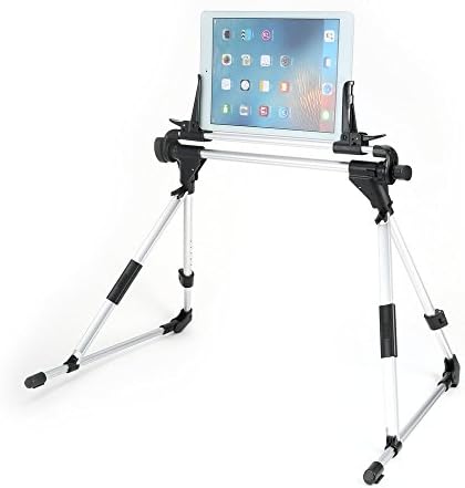 BNTTEAM Portable Universal Tablet Bed Ipad Stand Holder Frame Intersection Angle Easy Adjustment for iPad iPhone Samsung Galaxy Tab,Silver (Sliding Stand)