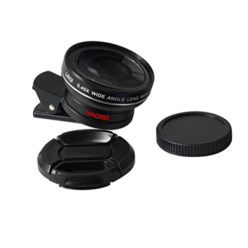 Yukong Universal Professional HD Camera Lens Kit with Mobile 0.45X Super Wide Angle Lens 12.5X Super Macro Lens for iPhone 6S / 6S Plus / 6 / 5s /Samsung Galaxy All Smartphones (Black)