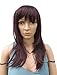 (NEW) WIG PERRUQUE LONG NATURAL PURPLISH DARK BROWN WITH A HINT OF RED HAIR, IN GREAT REALISTIC CUT. (Style ESME)