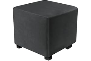 DUJUIKE Ottoman-Bezüge, Schonbezug, quadratisch, Ottoman-Bezüge, Schutz für Fußstütze, Fußhocker, Möbel, Stretch, bequemer Samt mit elastischer Unterseite (L&W: 33–46 cm, H: 38–46 cm, Pechschwarz)
