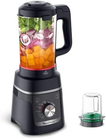 Moulinex Blendforce Cook, Frullatore Multifunzione con Modalità Cottura, 5 Programmi Automatici, 6 Velocità + Pulse, 1000W, Colore Black Night, LM5768