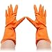 Houseworking Orange Rubber Dish Clothes Washing Cleaning Gloves Pair