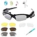 Price comparison product image Wireless Sunglasses,KINGCOO Bluetooth Sunglasses Music Handfree Headset Headphones for iPhone 7/7 plus Samsung Bluetooth devices + Free Replaceable 3 Pair Lens (Yellow,Brown,Clear) (Black)
