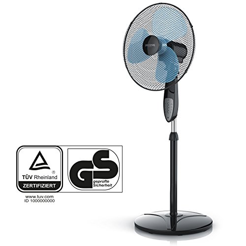 Brandson – Standventilator mit Fernbedienung / Standlüfter | höhenverstellbarer Standfuß | Neigungswinkel verstellbar | 50W | hoher Luftdurchsatz | 3 verschiedene Geschwindigkeitsstufen | Oszillationsfunktion ca. 80° | schwarz - 2