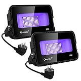 ♥. PODEROSA PROYECTOR DE LUZ NEGRA ♥- Cada 50 vatios UV de luz negra con 96 unidades de luz ultravioleta LED (50,000 horas de vida útil larga, eficiencia de alta potencia), ángulo de haz amplio de 120 grados, que cubre una amplia sala de estar, patio u otro lugar para fiestas al aire libre. Longitud de onda: 385-400 nm, nivel UV-A.