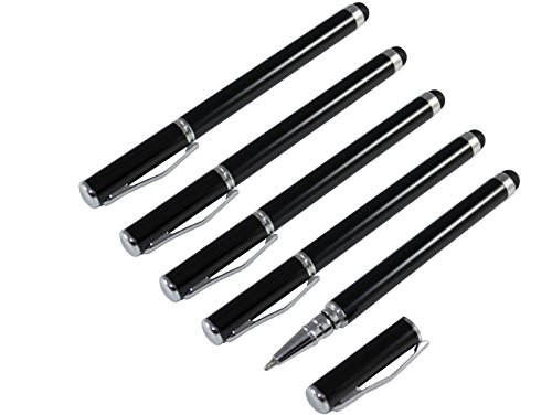 5x Touch Pen Stylus + Kugelschreiber Stift Eingabestift Schwarz für für iPad, iPhone, iPod, Galaxy Tab, Galaxy S2 S3 S4 S5, Galaxy Note, HTC, Acer und viele andere Touchscreen-Geräte