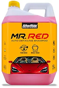 AFTER RIDE; Mr. Red; Auto Detailing Car Shampoo (5Ltr); Bucket & Foam Wash (1:10 Ratio); Pack Of 1 X 5Ltr