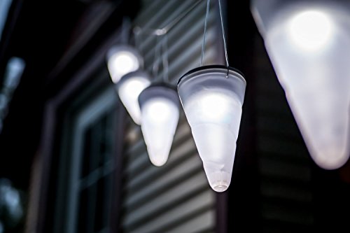 Solalux 3er Set Hängende Kegelförmige Solar-Gartenleuchten Eis Weiß LED-Leuchten Außenbeleuchtung, Baumdekoration - 2