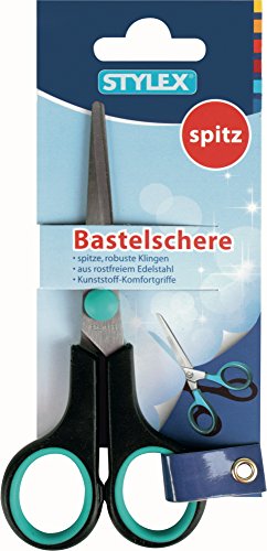 STYLEX 42701 Bastelschere, spitz 14 cm, Edelstahl, grün, 17 x 8 x 1 cm