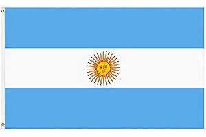SHONYE Drapeau Argentine 150x90cm avec 2 œillets en Métal, aux Couleurs Vives, Décoré Lors D'Événements Sportifs, Fêtes, Défilés