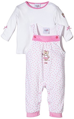 Julius Hüpeden Baby Girls 295370 Dungarees, Multicoloured (Weiss / Begonia 730404), 0-3 Months (Herstellergröße: 62)