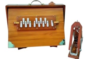 AMILAV COLLECTIONS Shruti Box, 40,6 x 30,5 x 7,6 cm, reines Teakholz mit Kupferzunge, Fußpedal, Gigbag, natürliche Farbe, Musikinstrument gestimmt 440 Hz (432 Hz auf Anfrage)