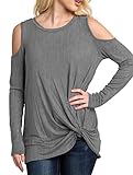 Eanklosco Femmes Hauts Manche Longue Coupe D'épaule Froide T-Shirts Casual Nœud 