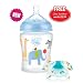 Nuby Natural Touch Decorated Feeding Bottle 9oz/270ml with FREE Soother - Art. 92444 - Blue