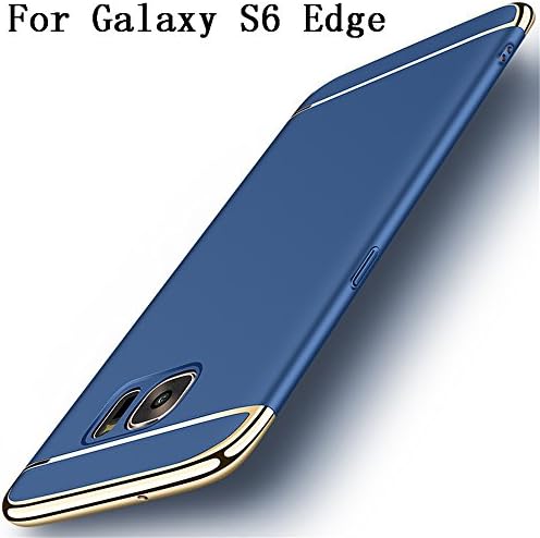 Galaxy S6 edge Case, Heyqie 3 in 1 Ultra-thin 360 Full Body Anti-Scratch Shockproof Hard PC Non-Slip Skin Smooth Back Cover Case with Electroplate Bumper for Samsung Galaxy S6 Edge - Blue