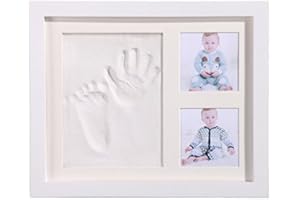 LAZY COOK Marco Huellas bebe - Kit de Marco de Fotos Huellas - Kit de Marco con Huellas y Fotografia - Recuerdos Manos o Pies de bebe Recien Nacido (Marco 1)