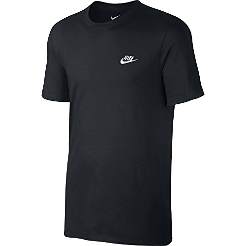 Nike M NSW tee Club Embrd Ftra Camiseta de Manga Corta, Hombre, Negro/Blanco, S
