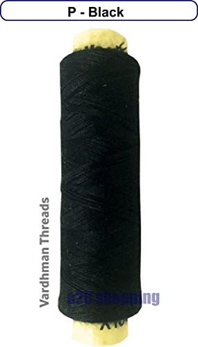 SINGLE COLOUR - Sewing Thread Poly Hammer Reel Spool Quality Yarn (P - Black)