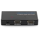 deleyCON HDMI Splitter / Verteiler 2 Port Automatisch - 3D Ready bis 1080p - mit Verstärker - [1x IN / 2x OUT]