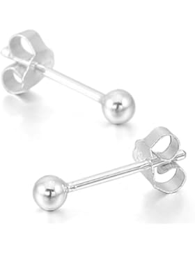 MunkiMix 3mm 925 Sterling Silber Gestüt Stecker Ohrringe Ohrstecker Ohrhänger Kugel Perle Perlen Kugel Klassiker...