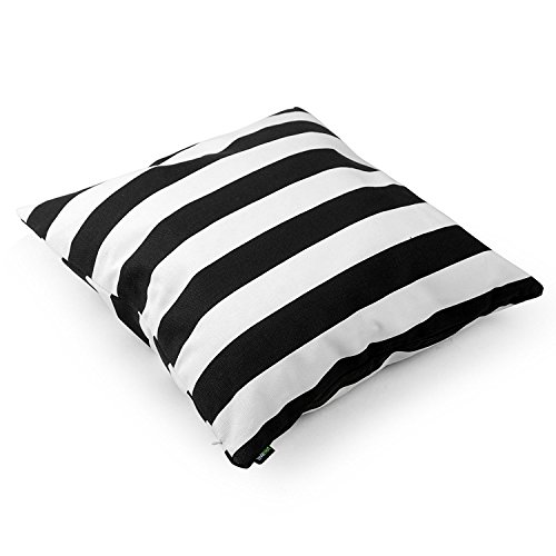 Laviervert Quadratischer Kissenbezug, Kissenhülle aus Baumwolle und Segeltuch mit Schwarz-Weiß Streifen, 50 X 50 cm - 2
