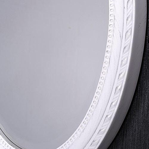 OVALER BAROCKSPIEGEL MIT HOLZRAHMEN WANDSPIEGEL 57x67cm Leila Weiß Silber Antik - 6