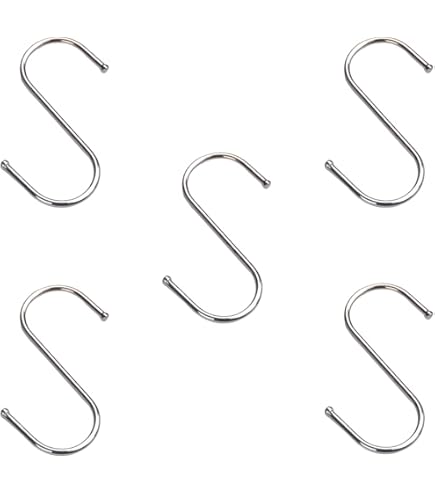 QUARKZMAN 3 Ganci A S In Plastica - 3,5 Pollici, Portata 5kg, Per Appendere Vestiti, Asciugamani, Tazze, Piante, Utensili (Nero)