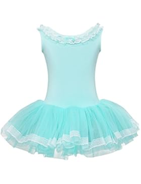 YiZYiF Kinder Mädchen Ballettkleid Ballettanzug Ballett Trikot Kleid Tanzkostüm mit Tüll Rock in Blau, Rosa, Weiß