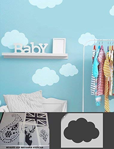 cloud stencil, decorazione casa, pittura murale, nursery Sky Theme, art Craft ideale stencil Ltd, CLOUD S/17X24CM