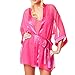Price comparison product image Lialbert Lingerie Sexy lace Babydoll Nightwear Women Halter Open Teddy 1set Womens Size Satin Bath Robe Hot Pink