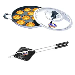 Apeiron Non-Stick Appam Silver and Sandwich Toaster Black Combo Pack Non-Electric Toaster