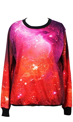 THENICE Women's Digital Print Pullovers Sweatershirts (Galaxy Sky Star)