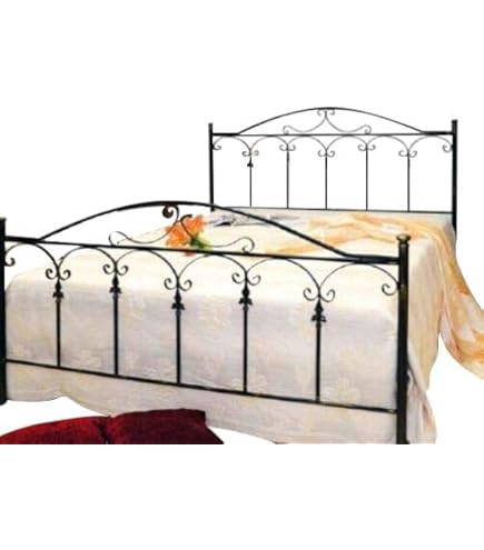 Letto Matrimoniale In Ferro Battuto Denise - Made In Italy, Bianco Con Sfumature Oro - Foto 6