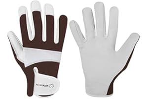 WESTWOOD FOX Rękawice ogrodnicze Skórzane, odporne na ciernie Skórzane, wytrzymałe rękawice robocze dla kobiet i mężczyzn do narzędzi ogrodniczych, mechaniczne, oddychające, antypoślizgowe (Marron, XS (Pack of 1))